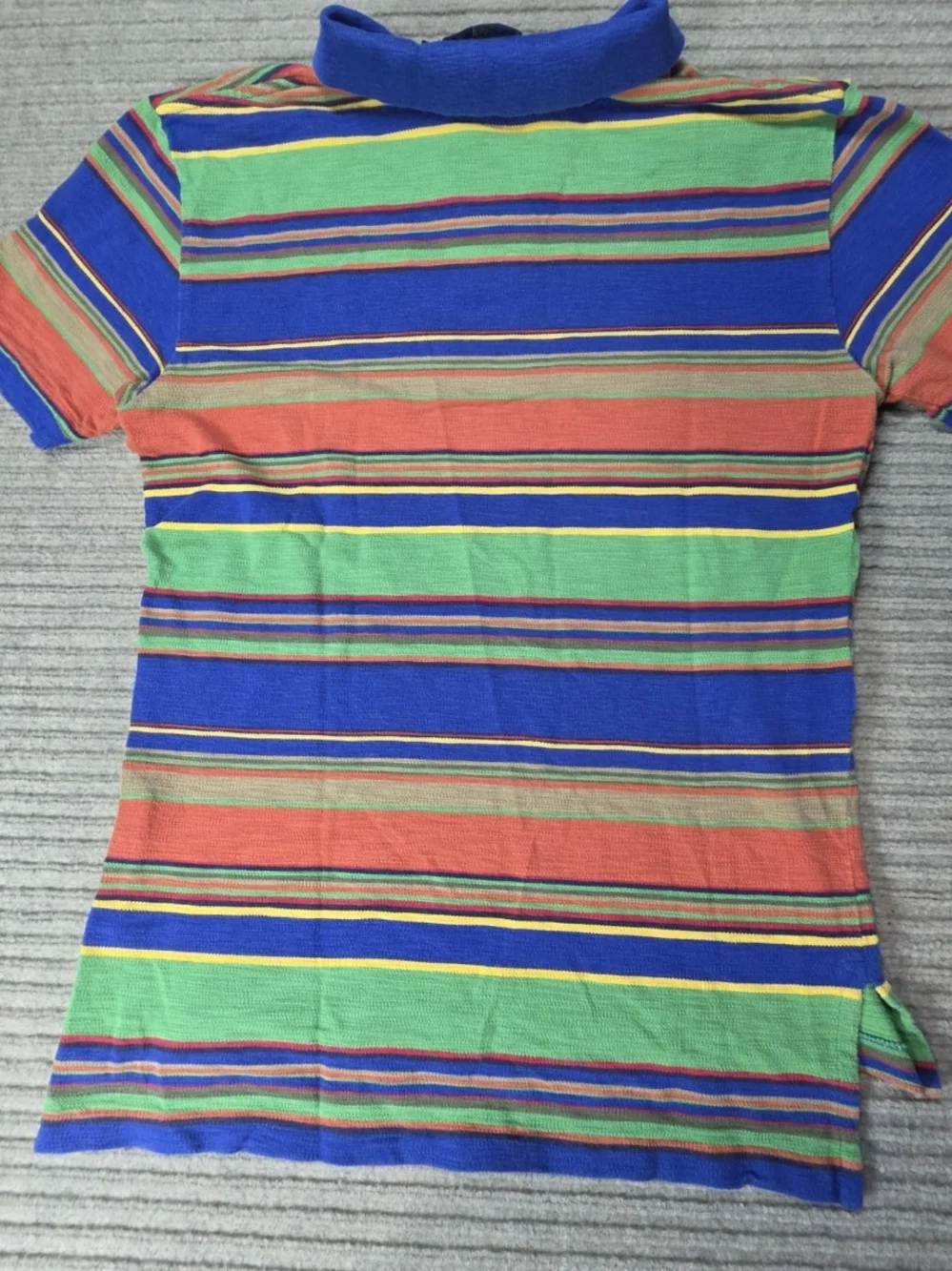 Polo Ralph Lauren Mens Polo Shirt Blue, Red, Yellow Stripe 100% Cotton Vintage M